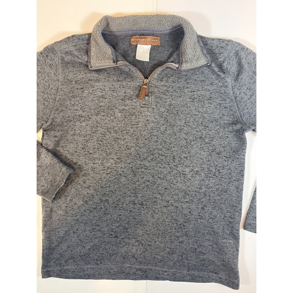 Woodland Trail Gray PULLOVER Mens Sz M Fleece Lined 1/4 Zip Pull